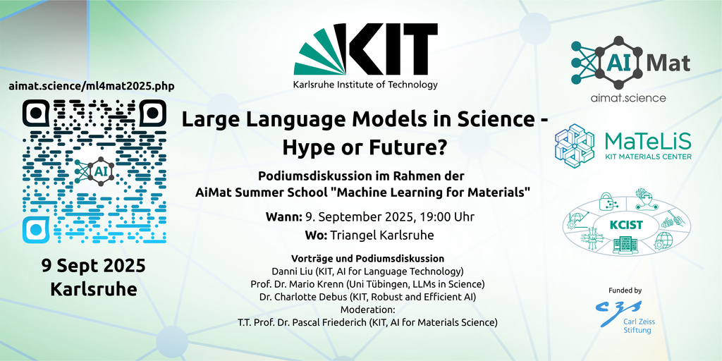 Flyer zur Podiumsdiskussion "Large Language Models in Science"
