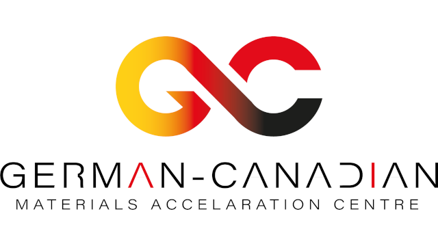 Logo of the German-Canadian Materials Acceleration Centre with red, yellow, and black design elements.